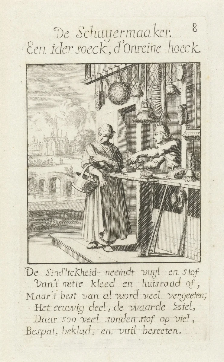 Borstelmaker by Jan Luyken, print, 1694