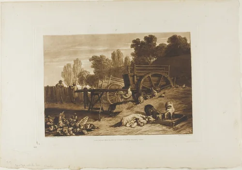 The Farm Yard with the Cock, plate 17 from Liber Studiorum by Joseph Mallord William Turner, print, 1809
