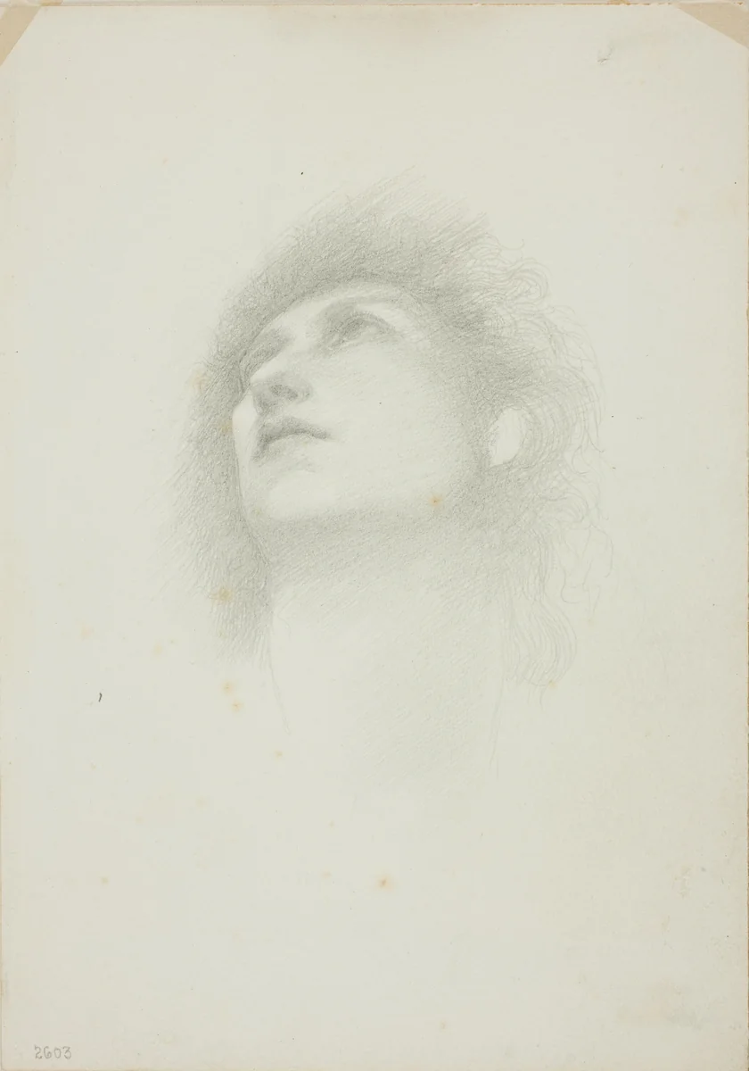 Head of a Woman with Face Upturned by Edward Burne-Jones, drawing, 1868-1883