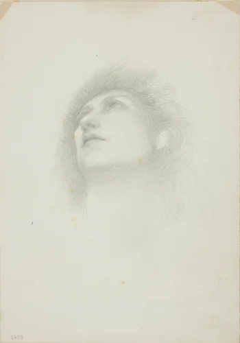 Head of a Woman with Face Upturned by Edward Burne-Jones, drawing, 1868-1883