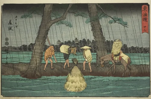 Fujieda—No. 23, from the series "Fifty-three Stations of the Tokaido (Tokaido gojusan tsugi)," also known as the Reisho Tokaido by Utagawa Hiroshige (歌川広重), print, 1842-1857