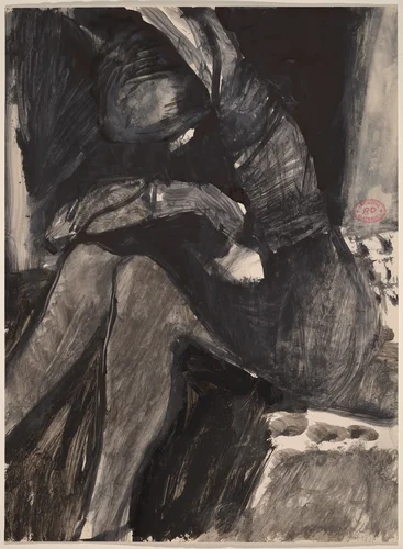 Untitled [seated woman crossing her arms on her knees] by Richard Diebenkorn, drawing, 1955-1967