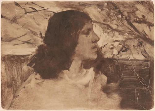 Head of a Woman by Frank Duveneck, print, 1884