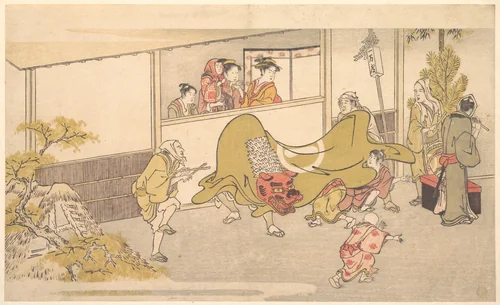 The Lion Dance by Kitagawa Utamaro (喜多川歌麿), print, 1789