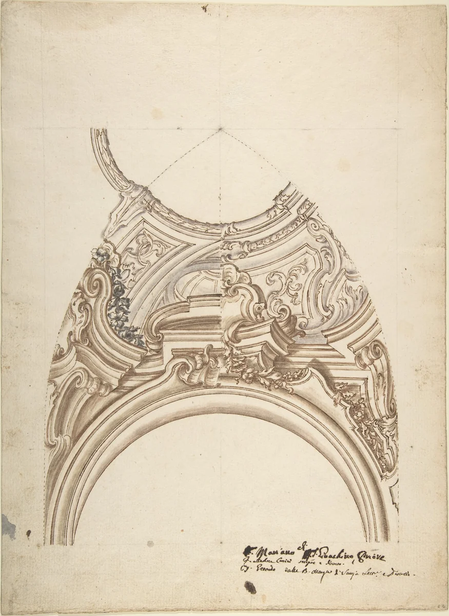 Two Alternate Designs for a Pedentive by anonymous, drawing, 1700-1780