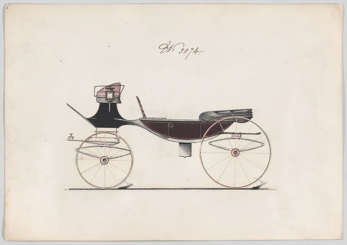 Vis-à-vis/Brett #3074 by Brewster & Co., drawing, 1874
