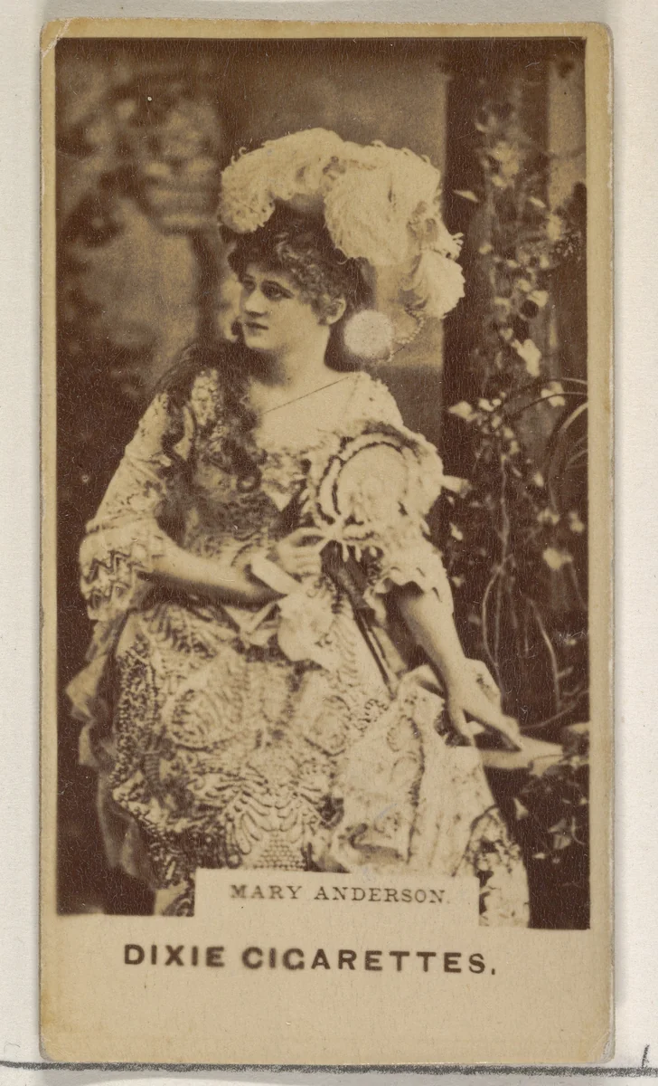 Mary Anderson, from the Actors and Actresses series (N45, Type 7) for Dixie Cigarettes by Allen & Ginter, photograph, 1885-1891