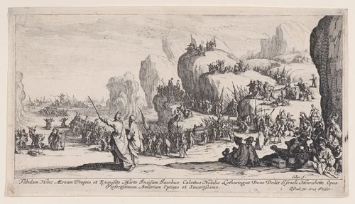 Le Passage de la Mer Rouge (The Passage of the Red Sea) by Jacques Callot, print, 1629