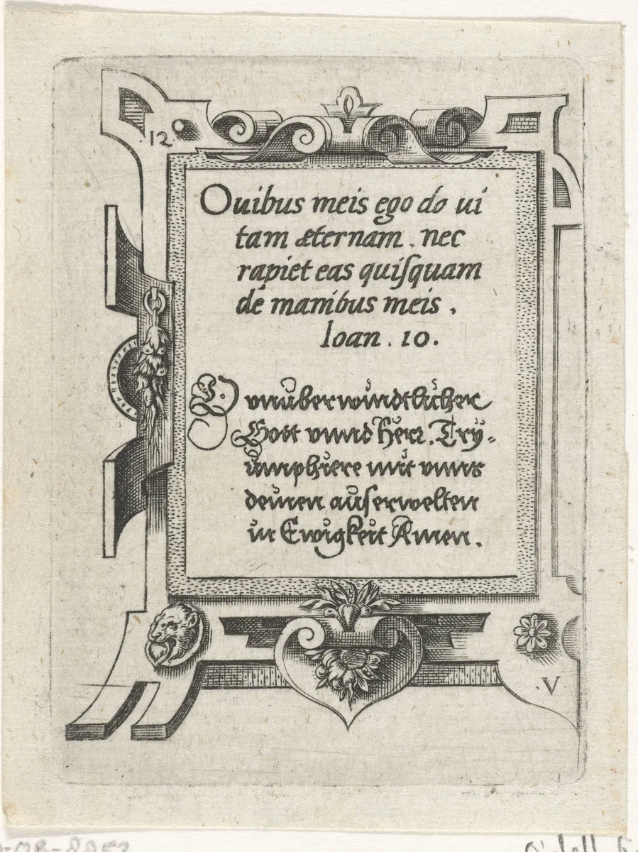 Tekst: Quibus meis eg (...) by Virgilius Solis, print, 1524-1562
