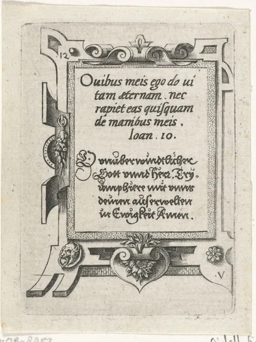Tekst: Quibus meis eg (...) by Virgilius Solis, print, 1524-1562
