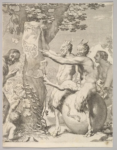 Satyrs by Claude Mellan, print, 1630-1645