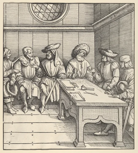 The White King's Council with the Captors, from Der Weisskunig by Hans Burgkmair, print, 1514-1516