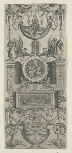 Ornament Panel by Agostino Veneziano, print, 1516-1526