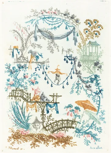 Arabesque with a Tightrope Walker by Anne Allen; Jean-Baptiste Pillement, print, 1760-1764