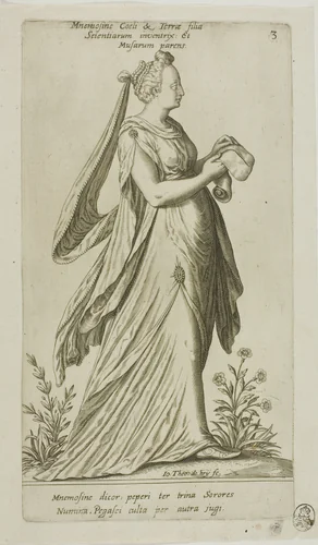 Mnemosine (Memory), plate 3 from Parnassus Biceps by Johann Theodor de Bry Jean-Jacques Boissard, print, 1601