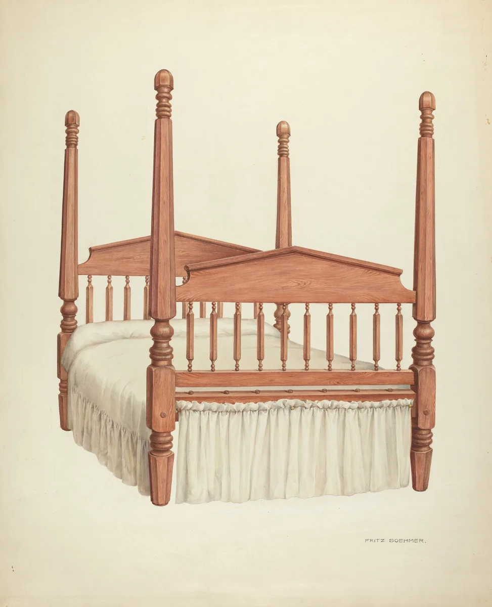 Zoar Four-Post Bed by Fritz Boehmer, index of american design, 1937