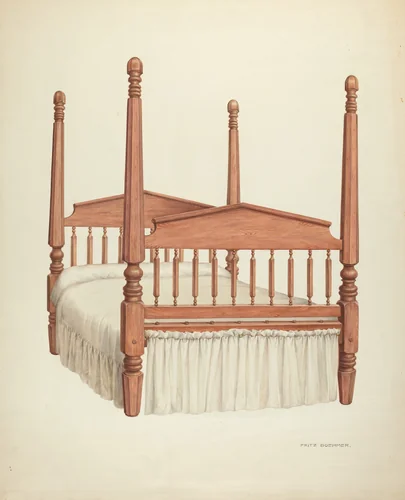Zoar Four-Post Bed by Fritz Boehmer, index of american design, 1937