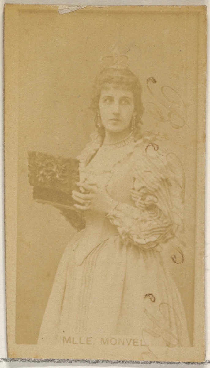 Mlle. Monvel, from the Actors and Actresses series (N45, Type 8) for Virginia Brights Cigarettes by Allen & Ginter, photograph, 1885-1891