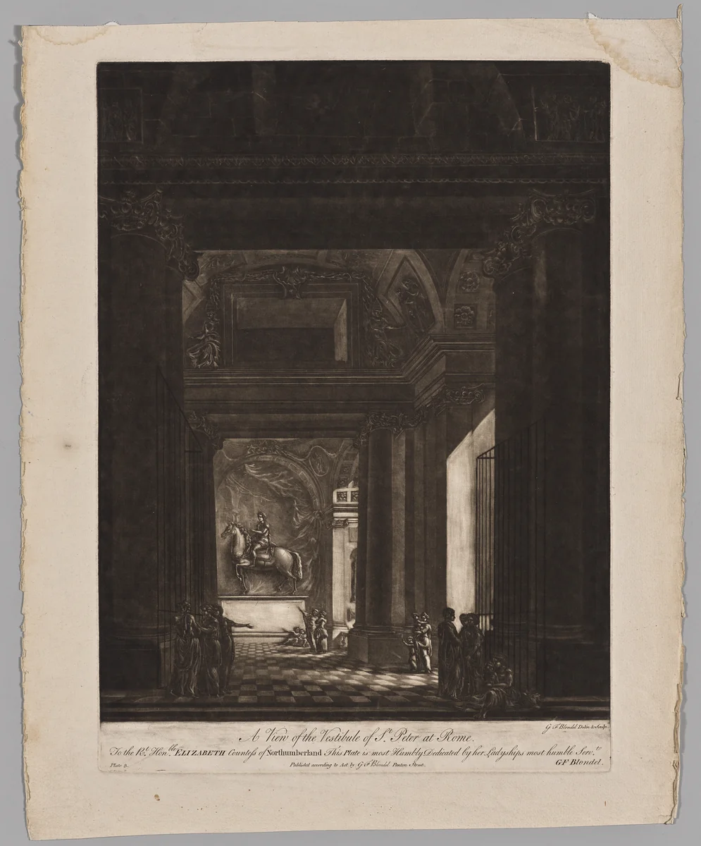 A View of the Vestibule of St. Peter at Rome by Georges Francois Blondel, print, 1766