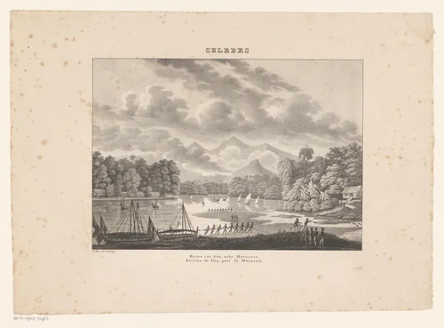 Gezicht op de rivier van Goa by Jean Baptiste Ambroise Marcellin Jobard, print, 1824