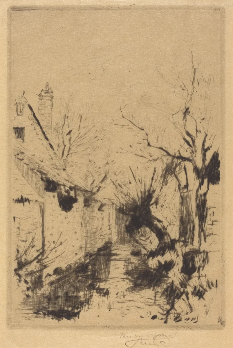 A Little Brook in Winter, Wiltshire by Théodore Roussel, print, 1910-1911