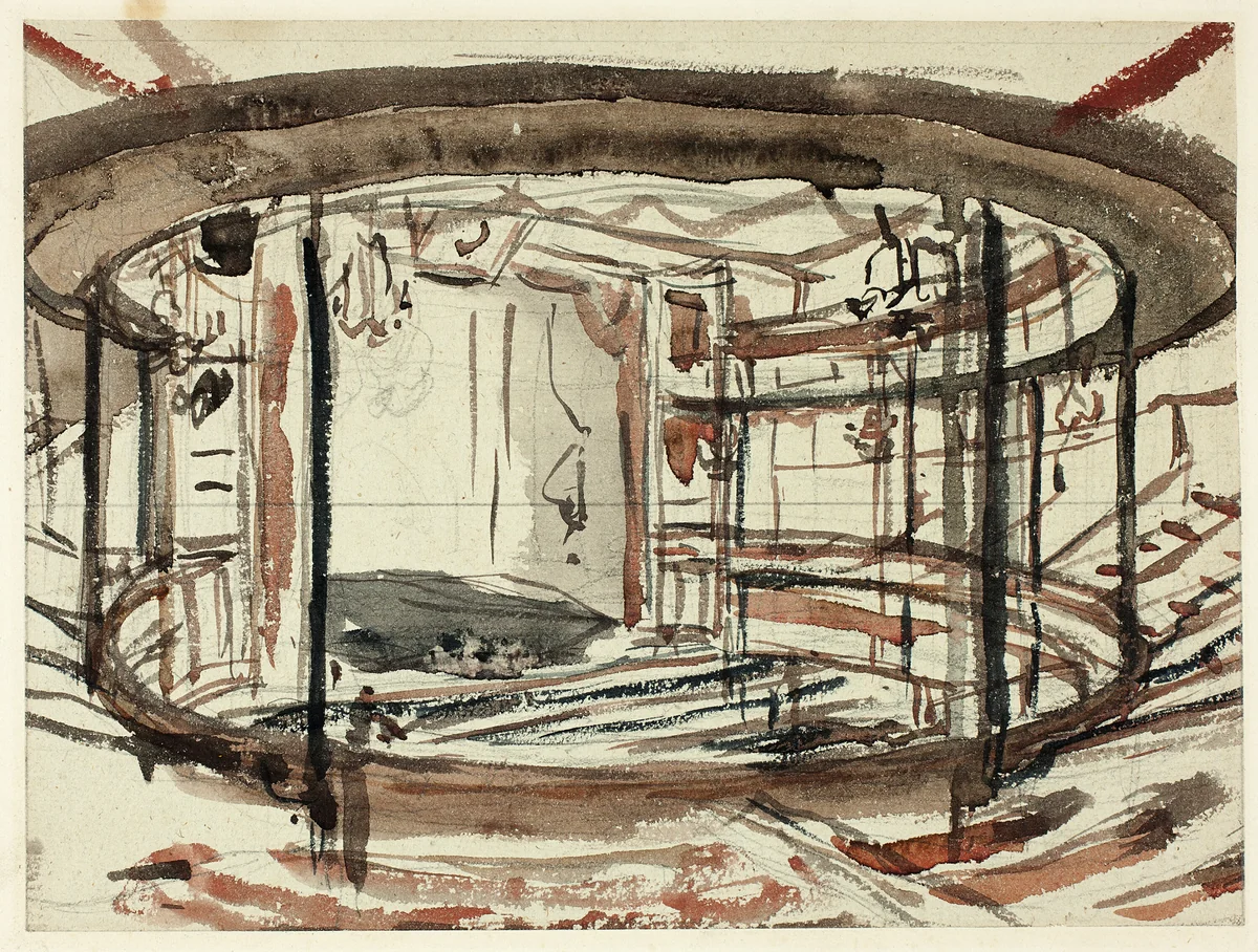 Study for Sadlers Wells Theater by Augustus Charles Pugin, painting, 1807-1809
