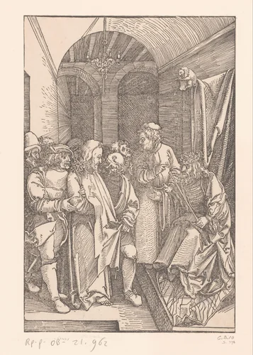 Christus voor Herodes by anonymous, print, 1506-1507