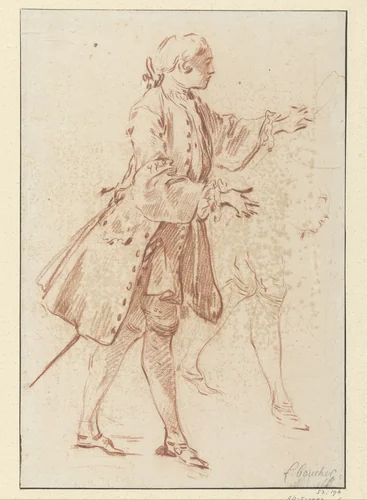 Study for Lélie unmasking Mascarille by François Boucher, drawing, 1713-1734