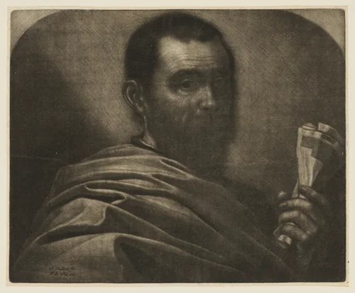 Man Holding a Scroll by Wallerant Vaillant, print, 1635-1677