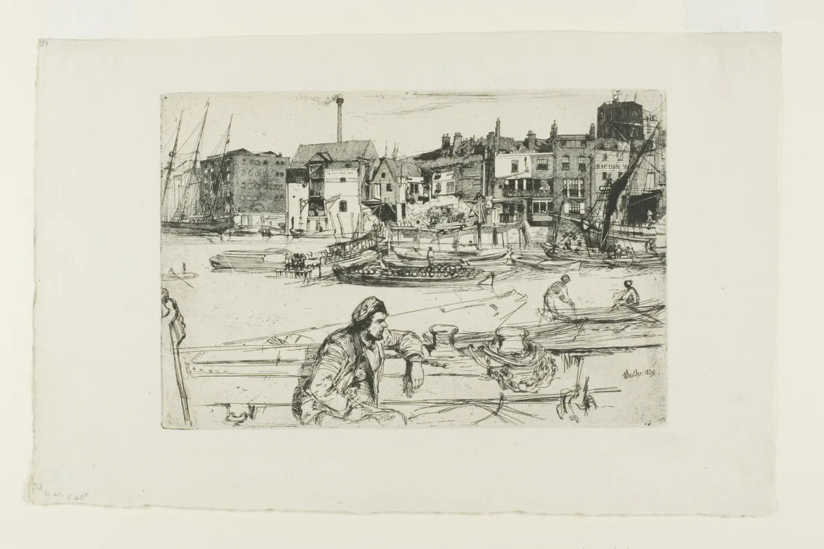 Black Lion Wharf, from A Series of Sixteen Etchings of Scenes on the Thames (the "Thames Set") by James McNeill Whistler, print, 1859