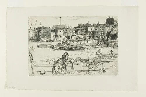 Black Lion Wharf, from A Series of Sixteen Etchings of Scenes on the Thames (the "Thames Set") by James McNeill Whistler, print, 1859