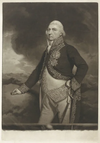 Portret van admiraal Jan Hendrik van Kinsbergen by Charles Howard Hodges, print, 1806