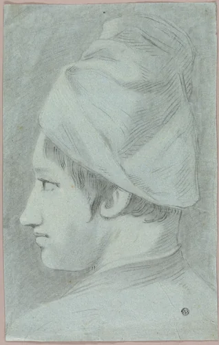 Head of Boy Wearing Hat in Profile by Giovnni Battista Piazzetta, drawing, 1700-1754