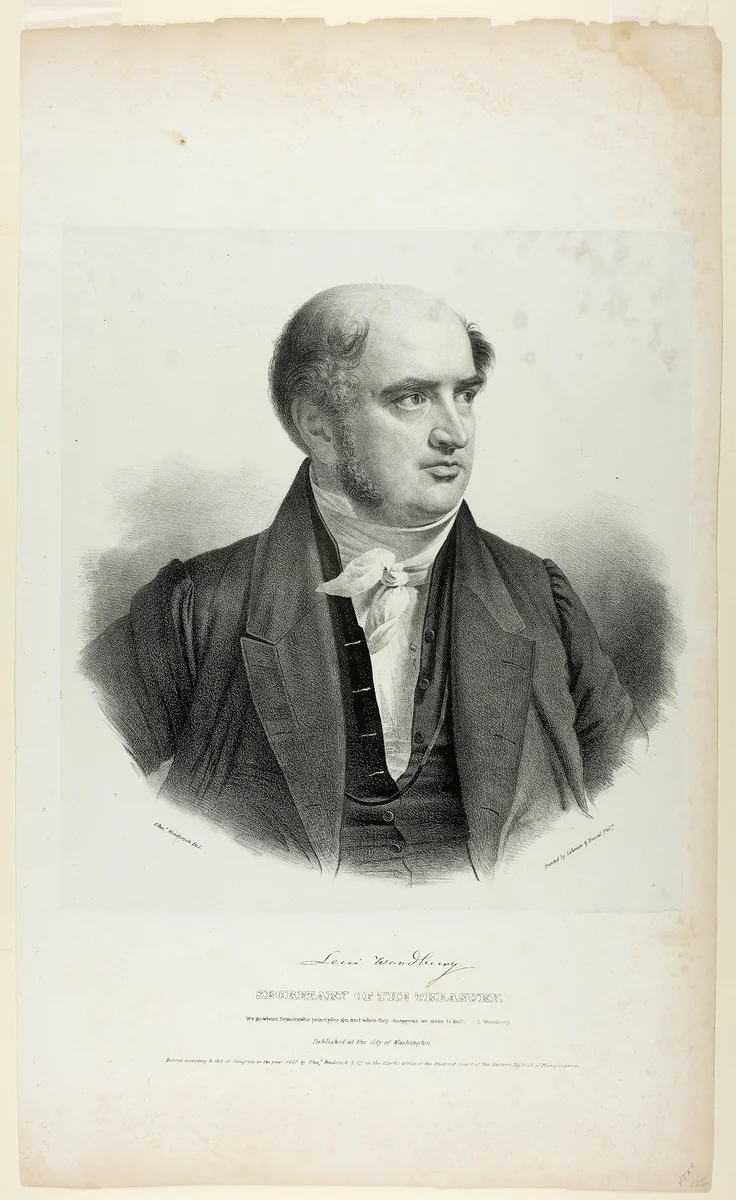 Levi Woodburn, Secretary of Treasury by Charles Fenderich, print, 1837