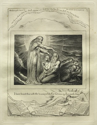 The Book of Job: Pl. 17, I have heard thee with the hearing of the Ear but now my Eye seeth thee by William Blake, print, 1825