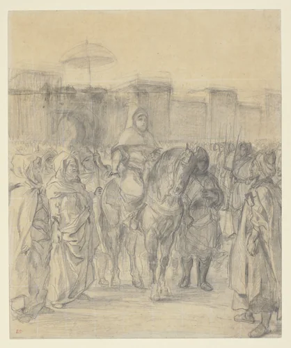 Study for "The Sultan of Morocco and His Entourage" by Eugène Delacroix, drawing, 1845