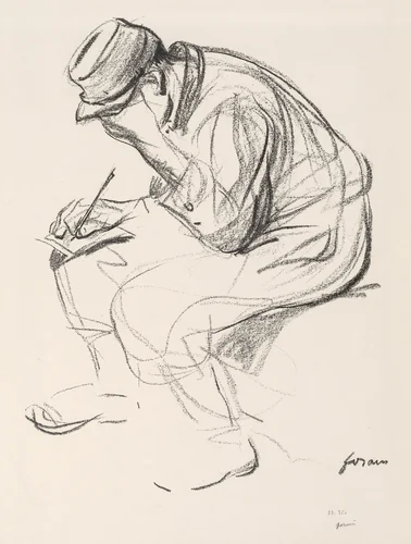 Prisoner of War Writing a Letter by Jean-Louis Forain, print, 1878-1925