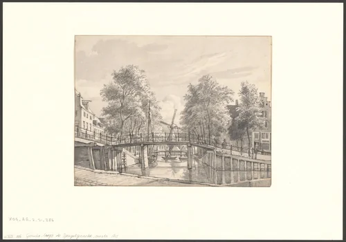 Gezicht op de Spiegelgracht by Gerrit Lamberts, drawing, 1818