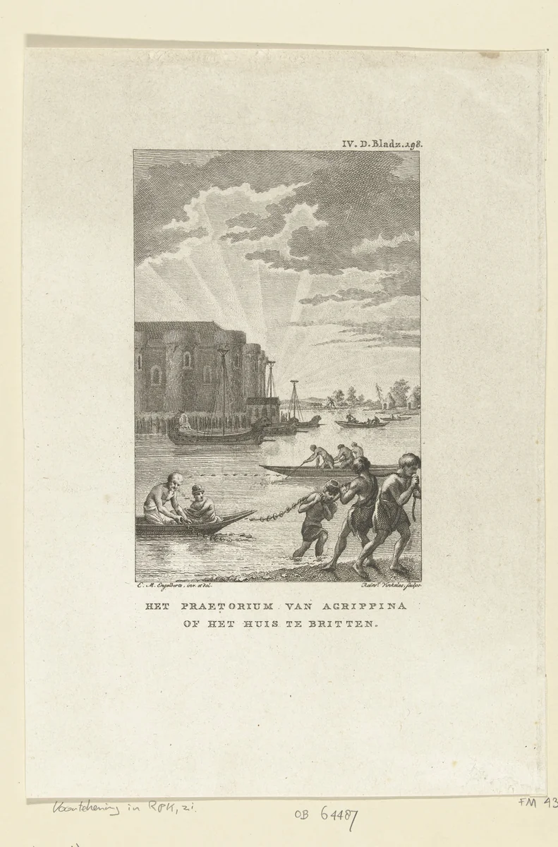 Huis te Britten, in de Romeinse tijd by Reinier Vinkeles, print, 1797-1799