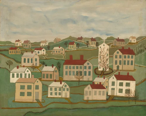 Twenty-two Houses and a Church by American 19th Century, painting, 1825-1874