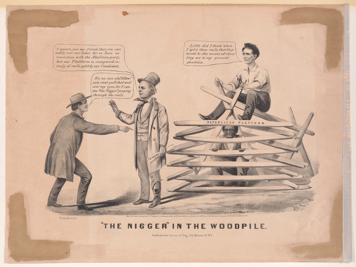 "The Nigger" in the Woodpile by Louis Maurer, print, 1860