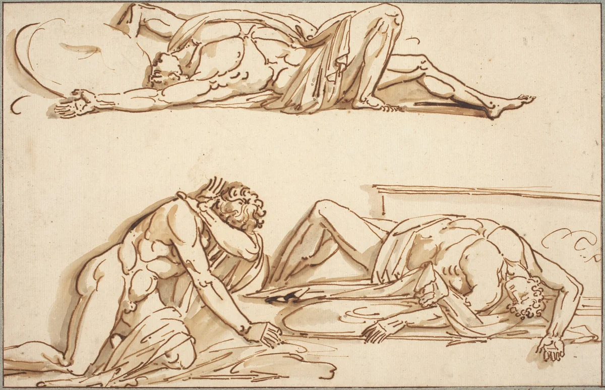 Achilles and Patroclus by Philippe Auguste Hennequin, drawing, 1784-1789