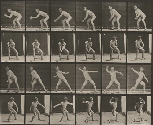 Plate Number 283. Baseball, catching and throwing by Eadweard Muybridge, photograph, 1887