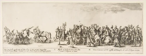 Part of the Entrance of the Polish Legation (L and M) by Stefano della Bella, print, 1633