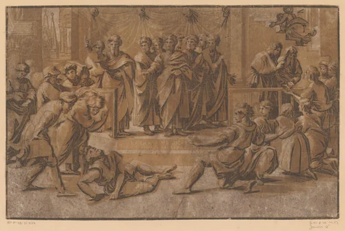 Dood van Ananias by Unknown, print, 1518-1532