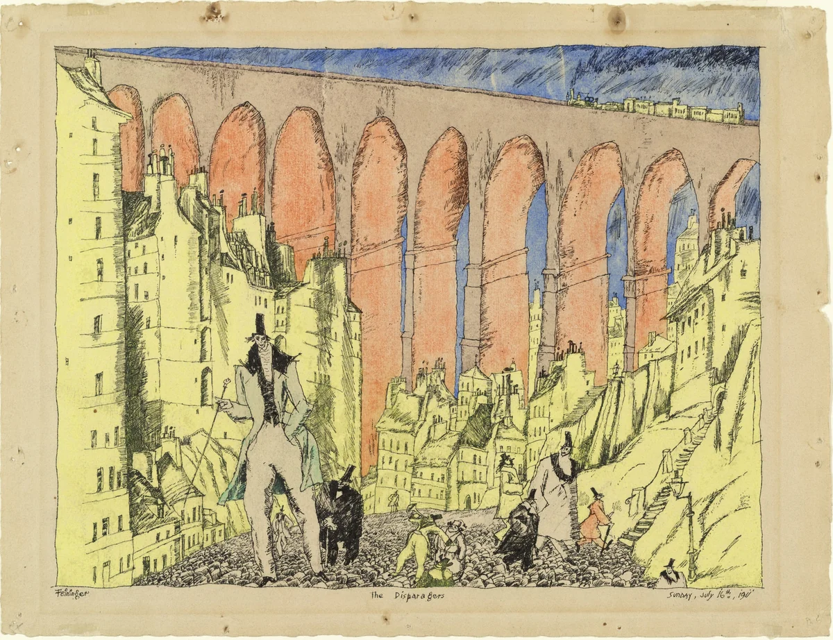 The Disparagers by Lyonel Feininger, drawing, 1911