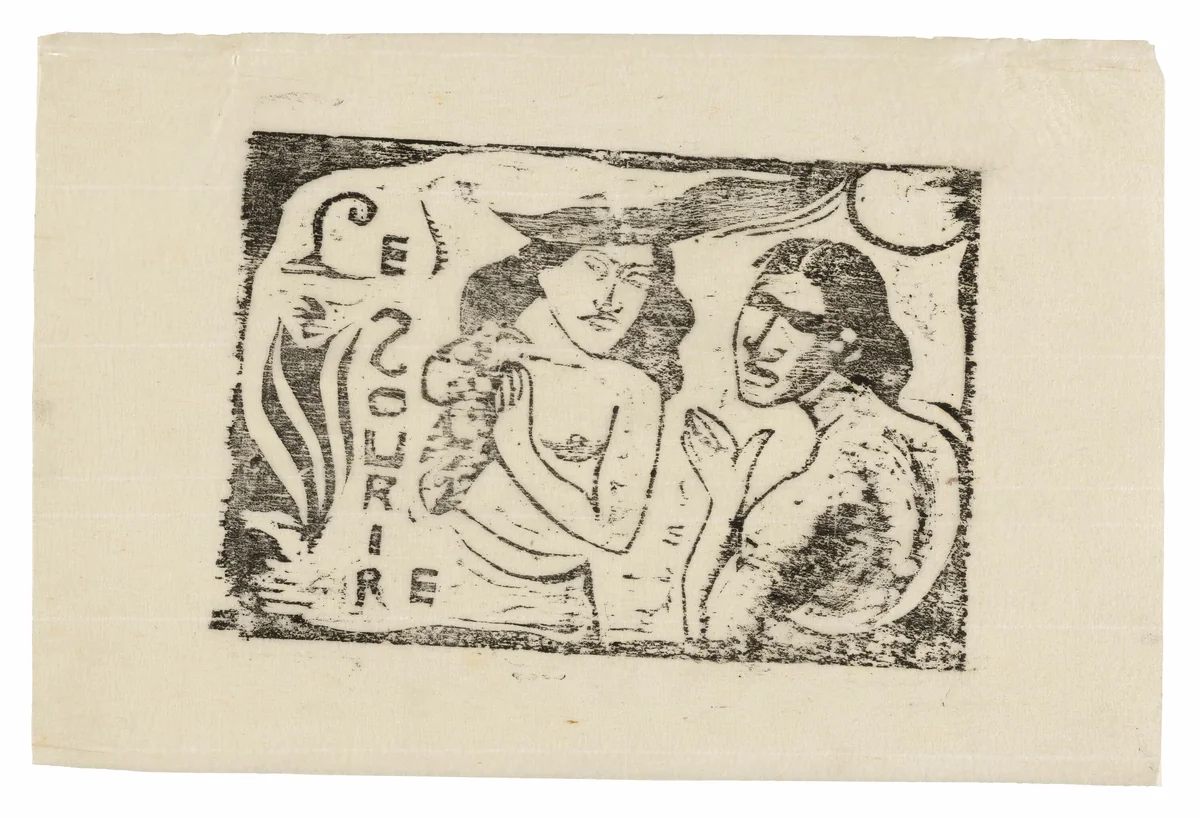 Two Women Chattering, headpiece for Le Sourire by Paul Gauguin, print, 1900