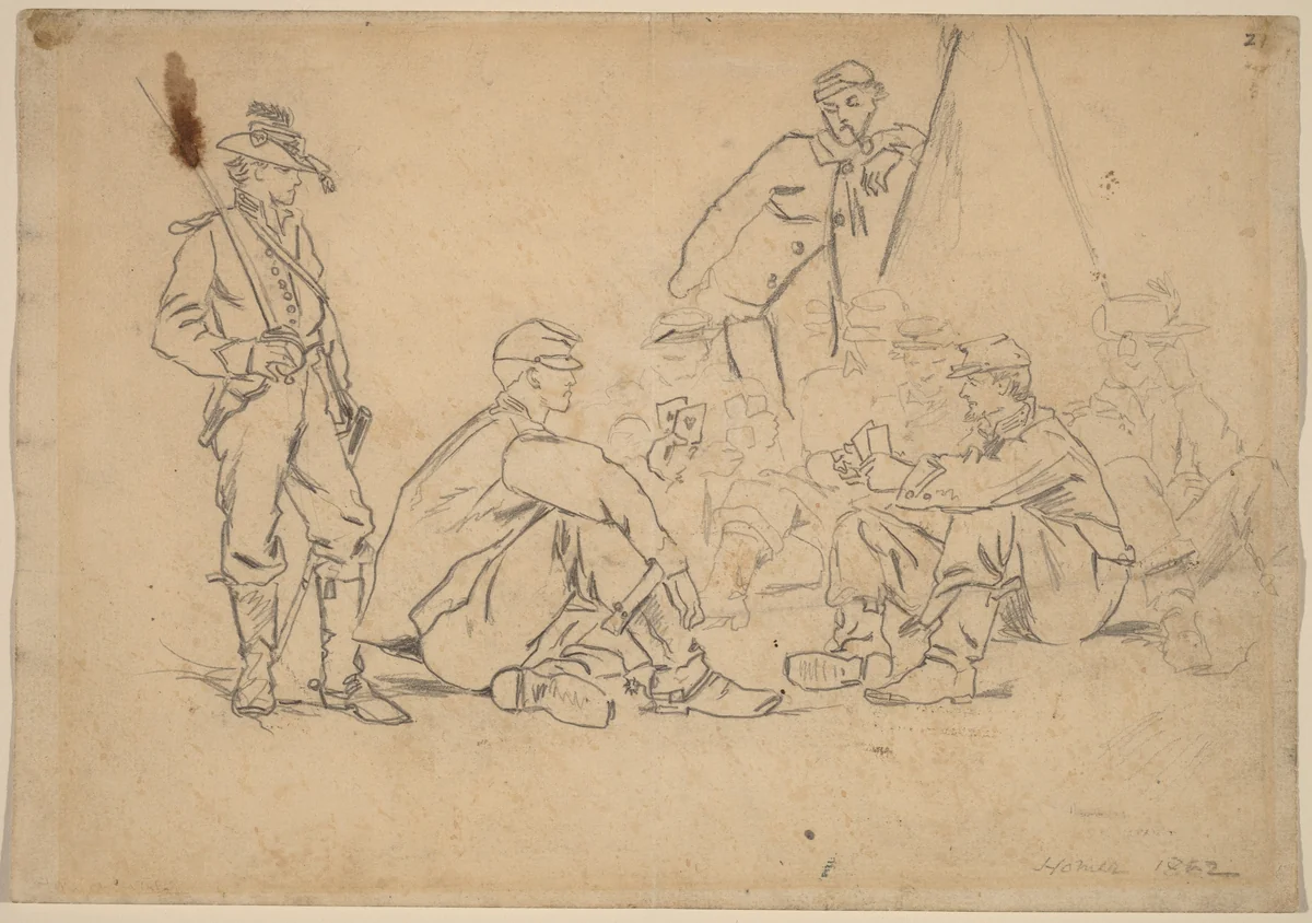 Playing Cards by Winslow Homer, drawing, 1862