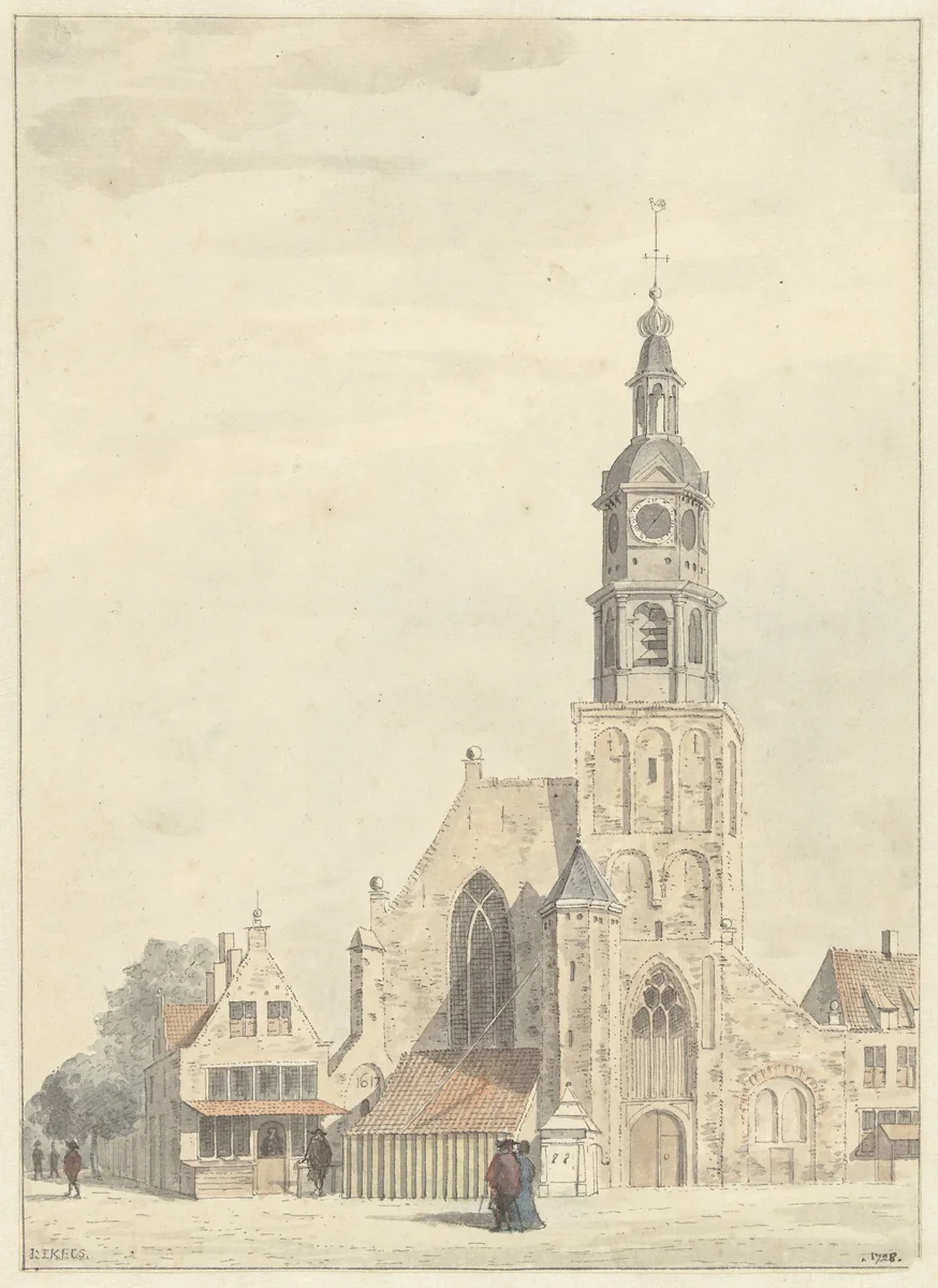 De kerk te Buren by Jan Ekels, drawing, 1728