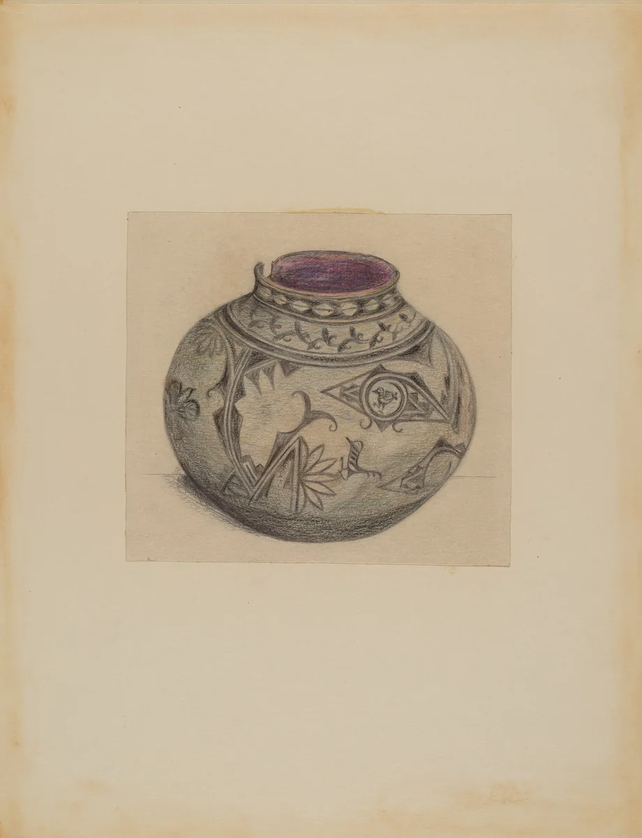 Vessel by Mary Berner, index of american design, 1935-1942